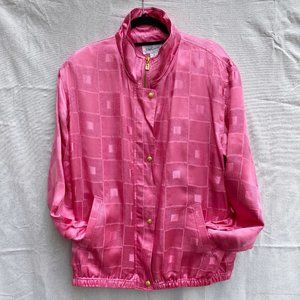 VINTAGE 90s Silk Hot Pink Tracksuit Jacket Pants